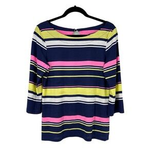 Lilly Pulitzer Navy, Pink & Lime Striped Long Sleeve Tee